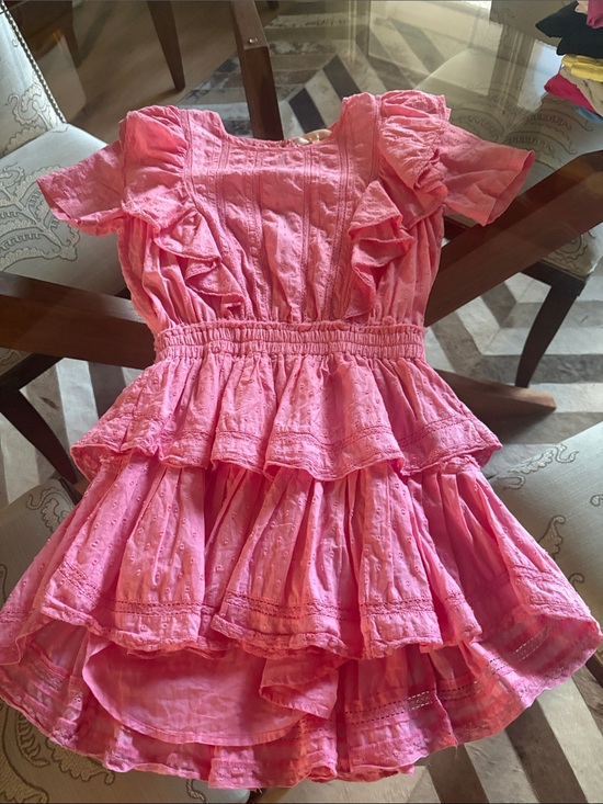 LoveShackFancy Dresses & Skirts - LoveShackFancy Pink Ruffled Eyelet Mini Dress